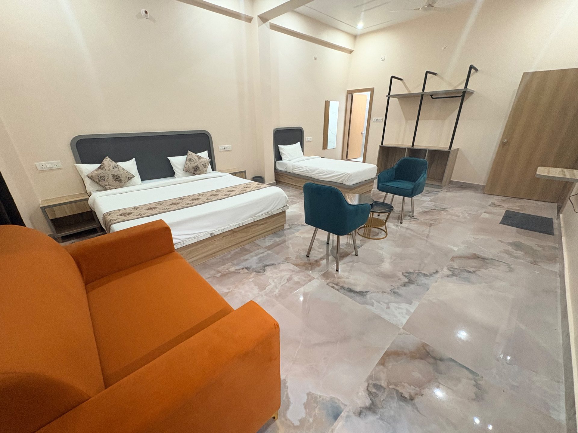 Classic Room with armchairs and marble floor